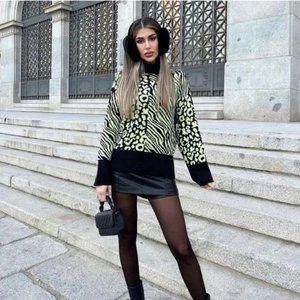 ZARA Printed Knit Sweater